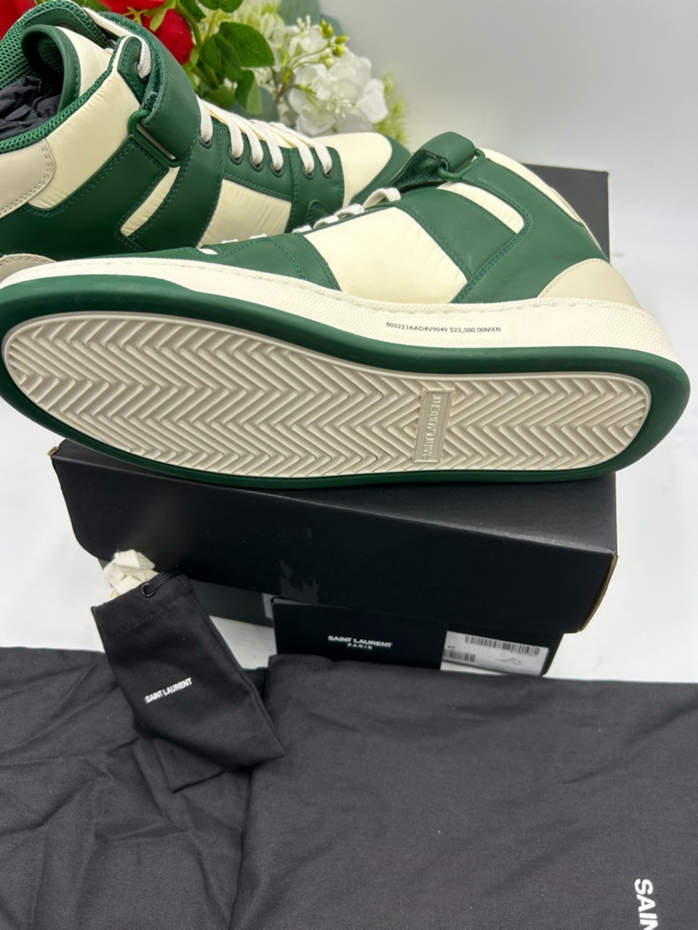 Men's Saint Laurent LAX high top leather sneakers size 42/9 US made in Italy - Picture 8 of 12